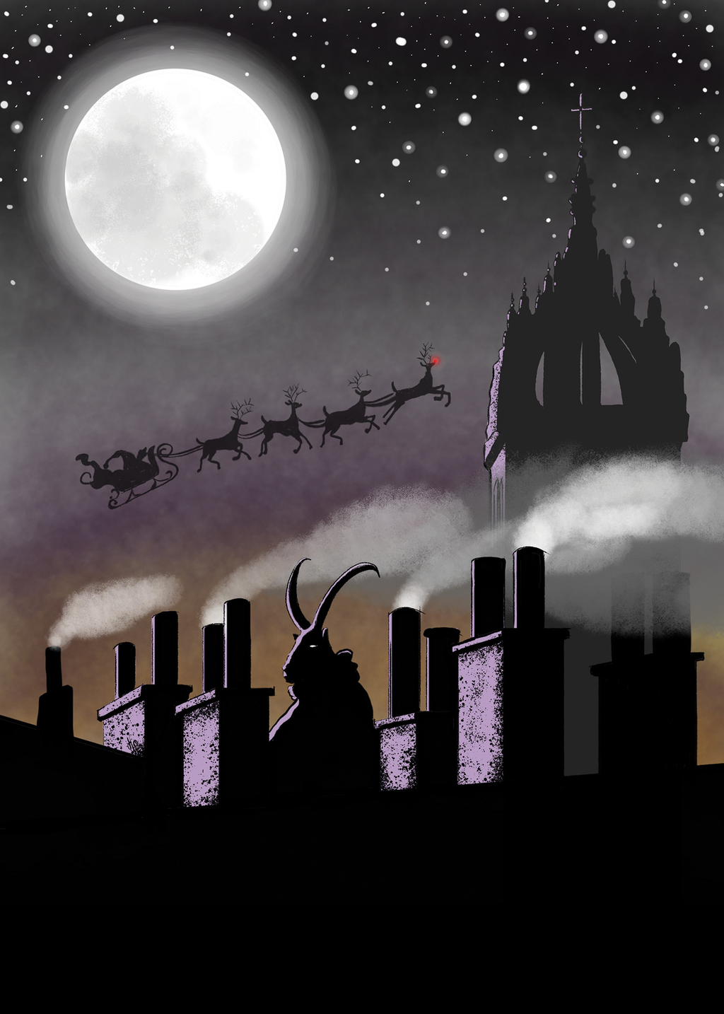 Krampus Nacht Holiday Cards - 5x7 Window Box Set of 10 with Envelopes