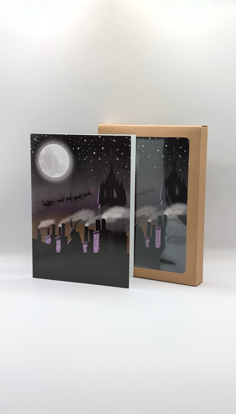 Krampus Nacht Holiday Cards - 5x7 Window Box Set of 10 with Envelopes