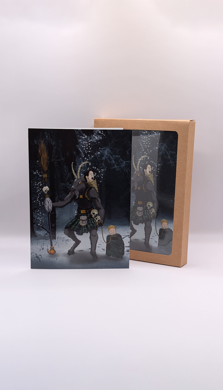 Kilted Krampus Holiday Card - 5x7 Window Box Set of 10 with Envelopes