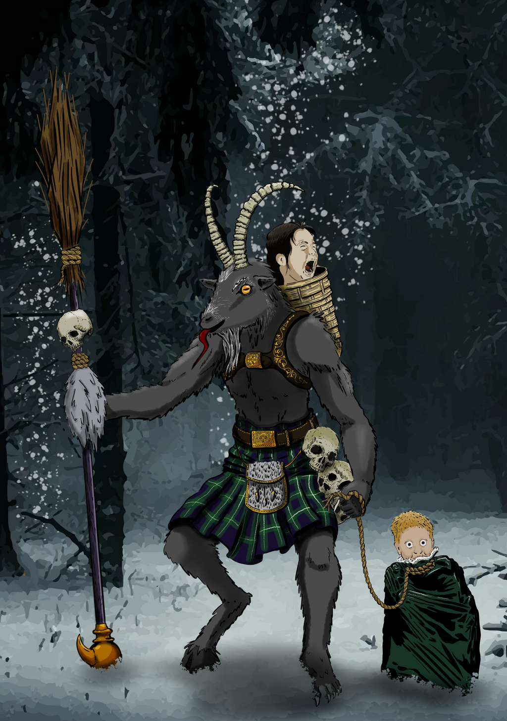 Kilted Krampus Holiday Card - 5x7 with Envelope